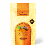 Packaging of turmeric powder with 'Originary' branding on a white background